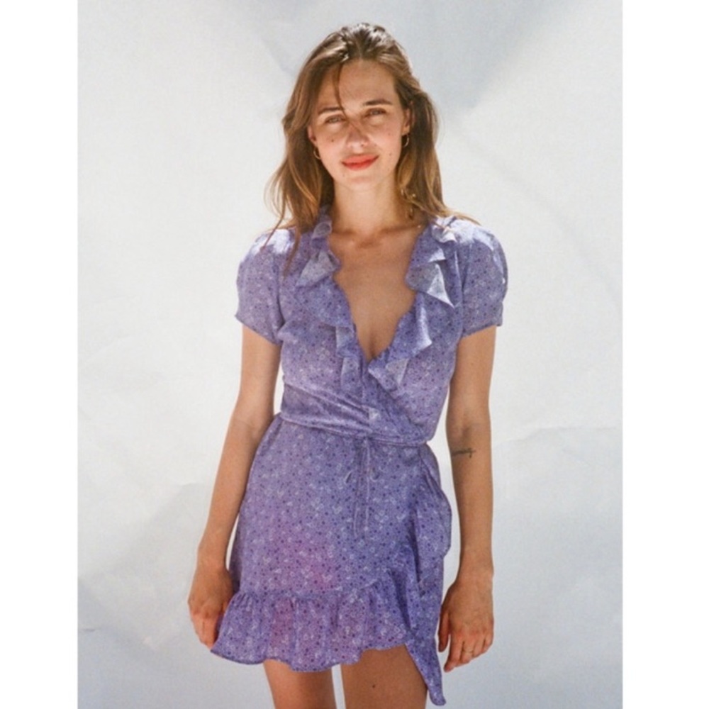 Realisation Par Valentina Purple Silk Wrap Dress